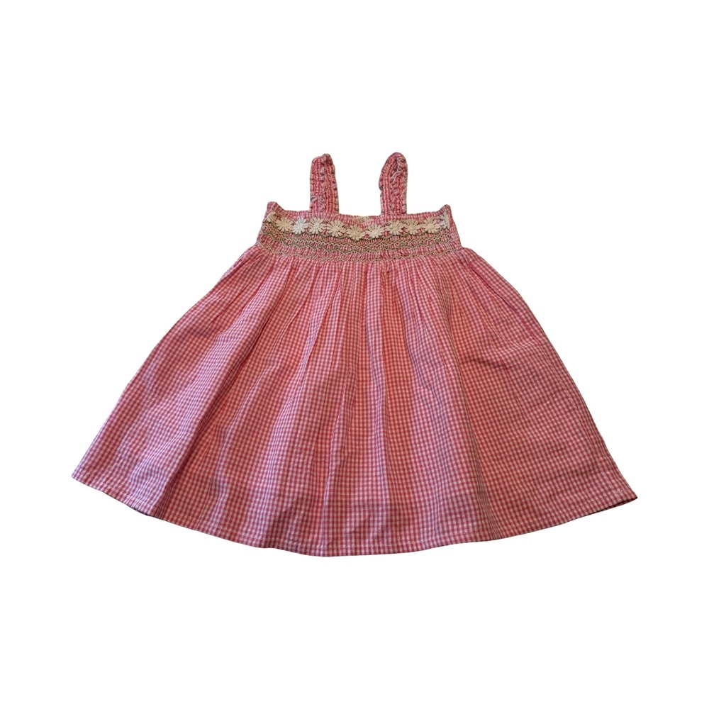 Louise Misha Tessa Pink Fragola Vichy Gingham Smocked Dress 24M Cotton‎ Floral